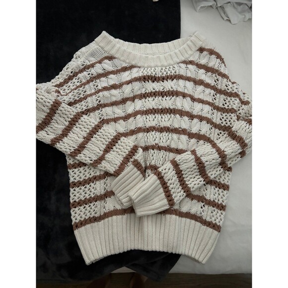 White and Orange striped Sweater - Picture 1 of 2